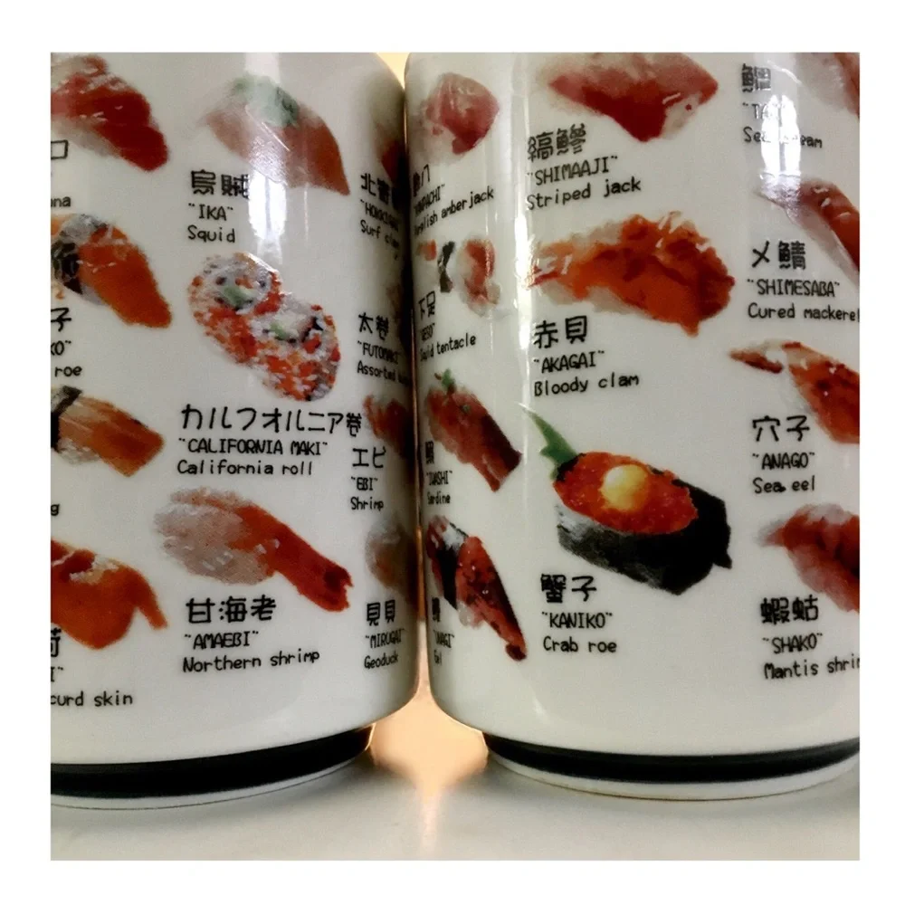 Sushi Menu Graphic Ceramic Mugs with Serving Board
